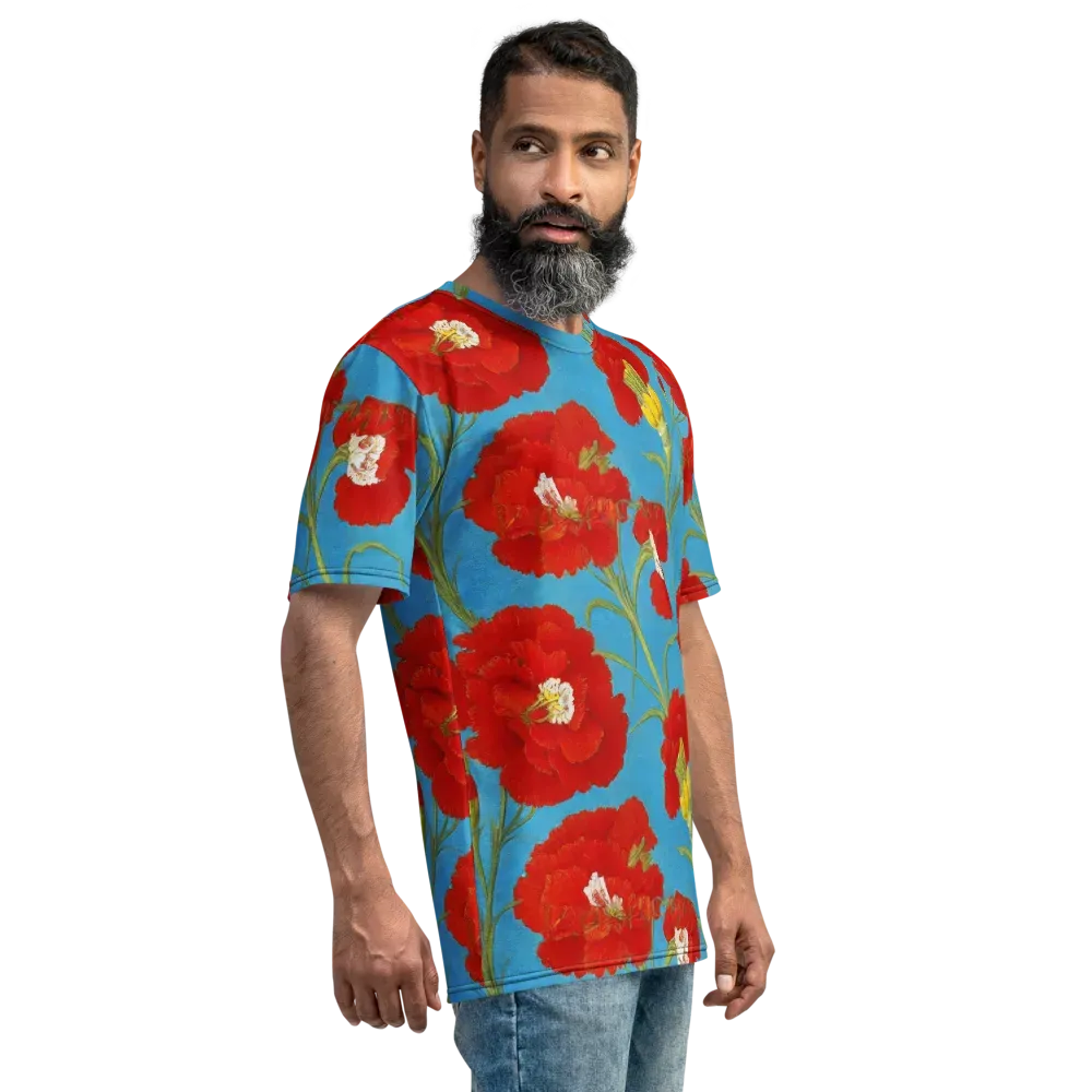 Scarlet Carnation on Men's Crew Neck T-Shirt — Right