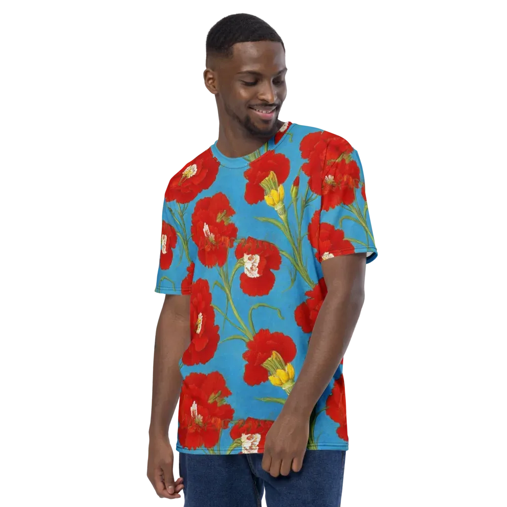 Scarlet Carnation on Men's Crew Neck T-Shirt — Left