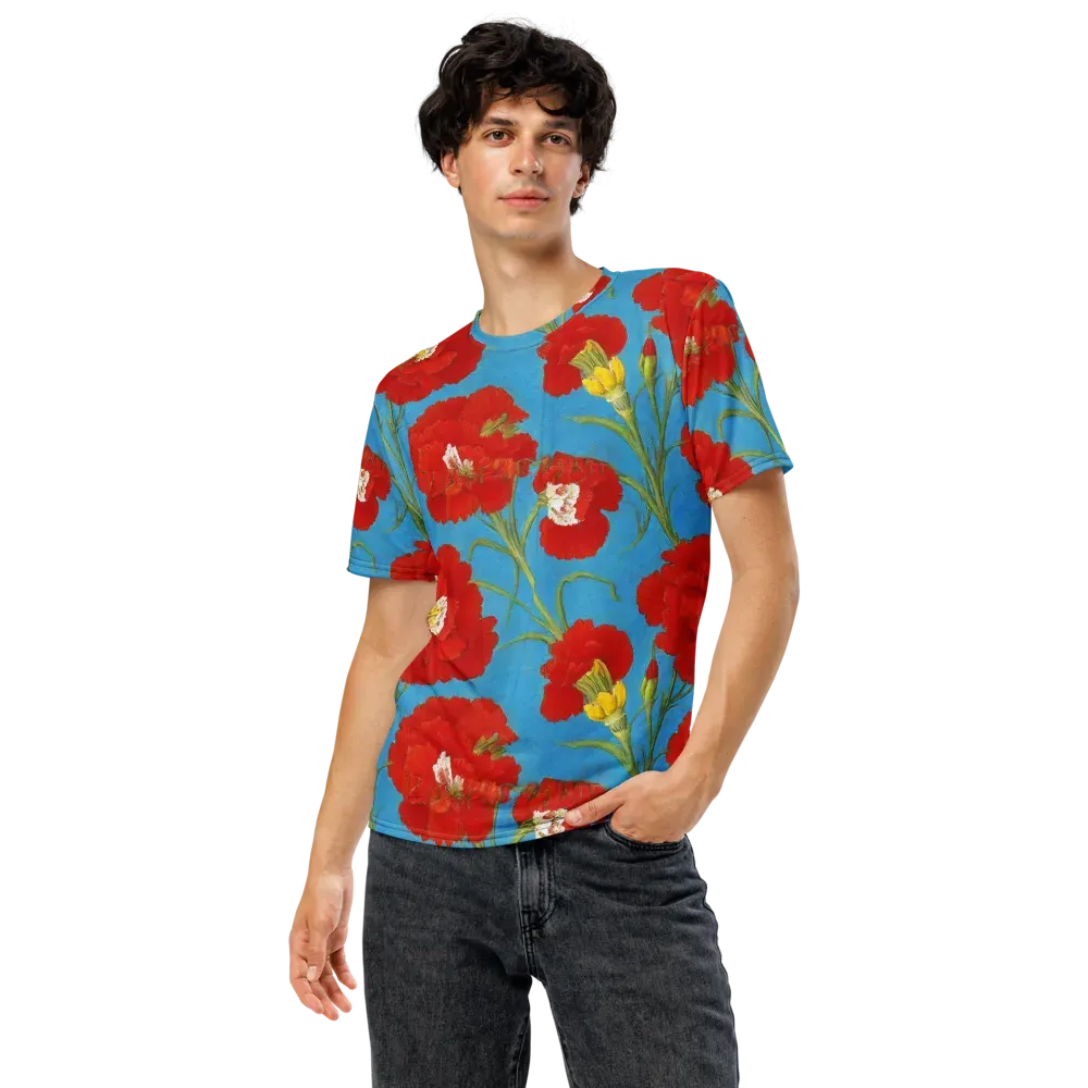 Scarlet Carnation on Men's Crew Neck T-Shirt — Front