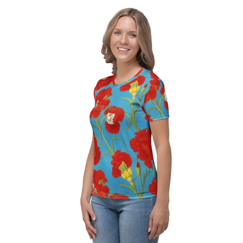 Scarlet Carnation on Women's Crew Neck T-Shirt — Left