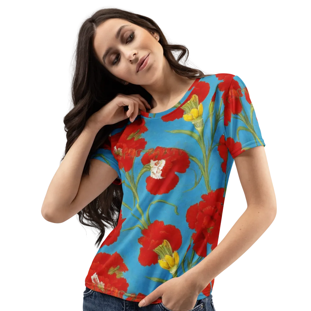 Scarlet Carnation on Women's Crew Neck T-Shirt — Left Front