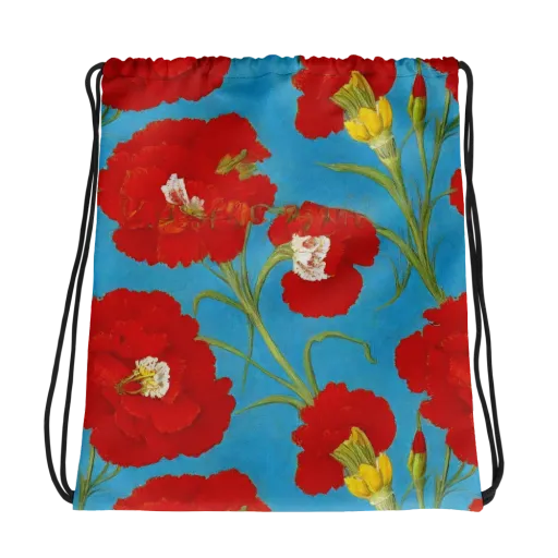 Scarlet Carnation on a Drawstring Bag