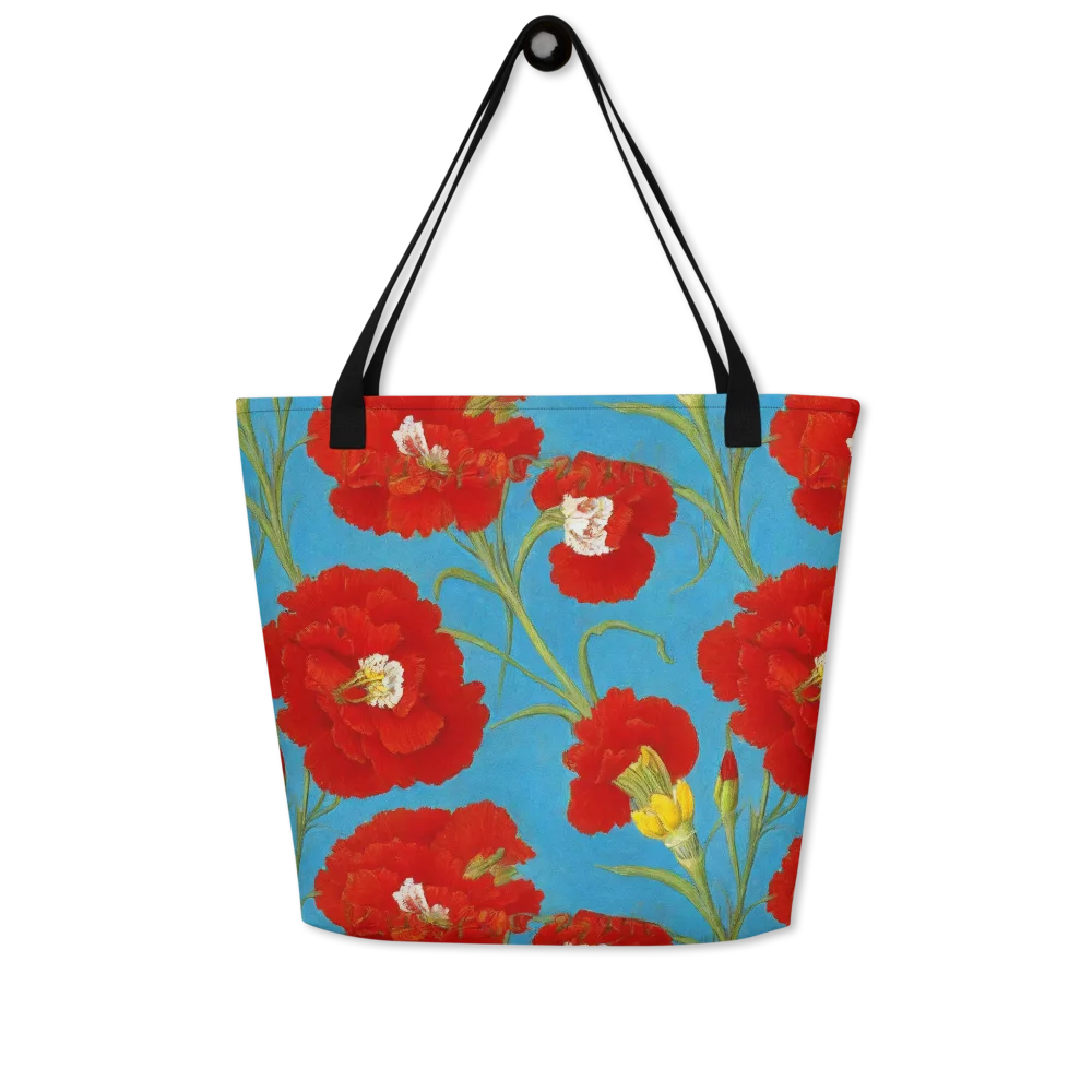 Scarlet Carnation on Large Tote Bag W/ Pocket — Front