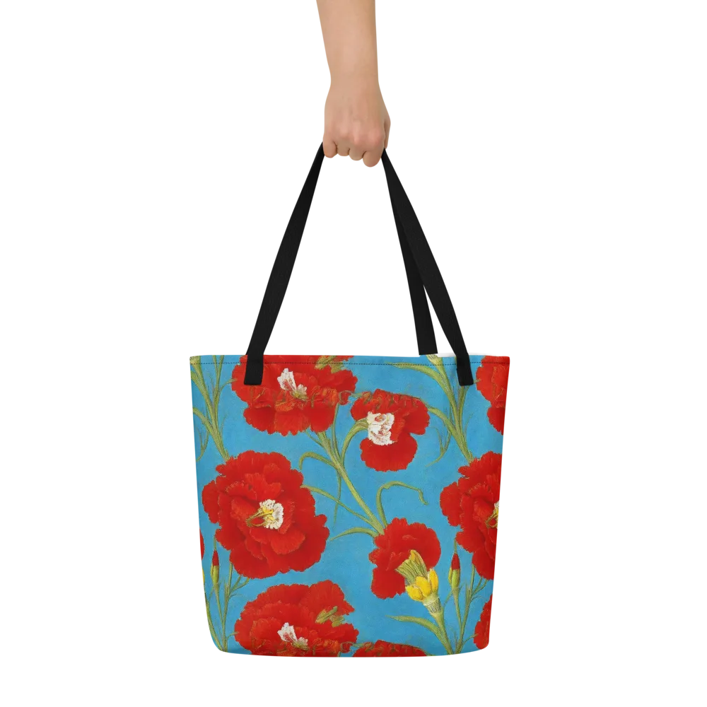 Scarlet Carnation on Large Tote Bag W/ Pocket — Front