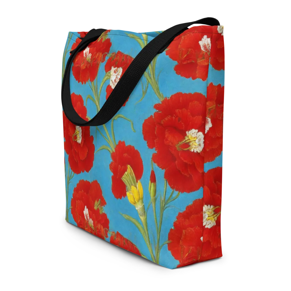 Scarlet Carnation on Large Tote Bag W/ Pocket — Front