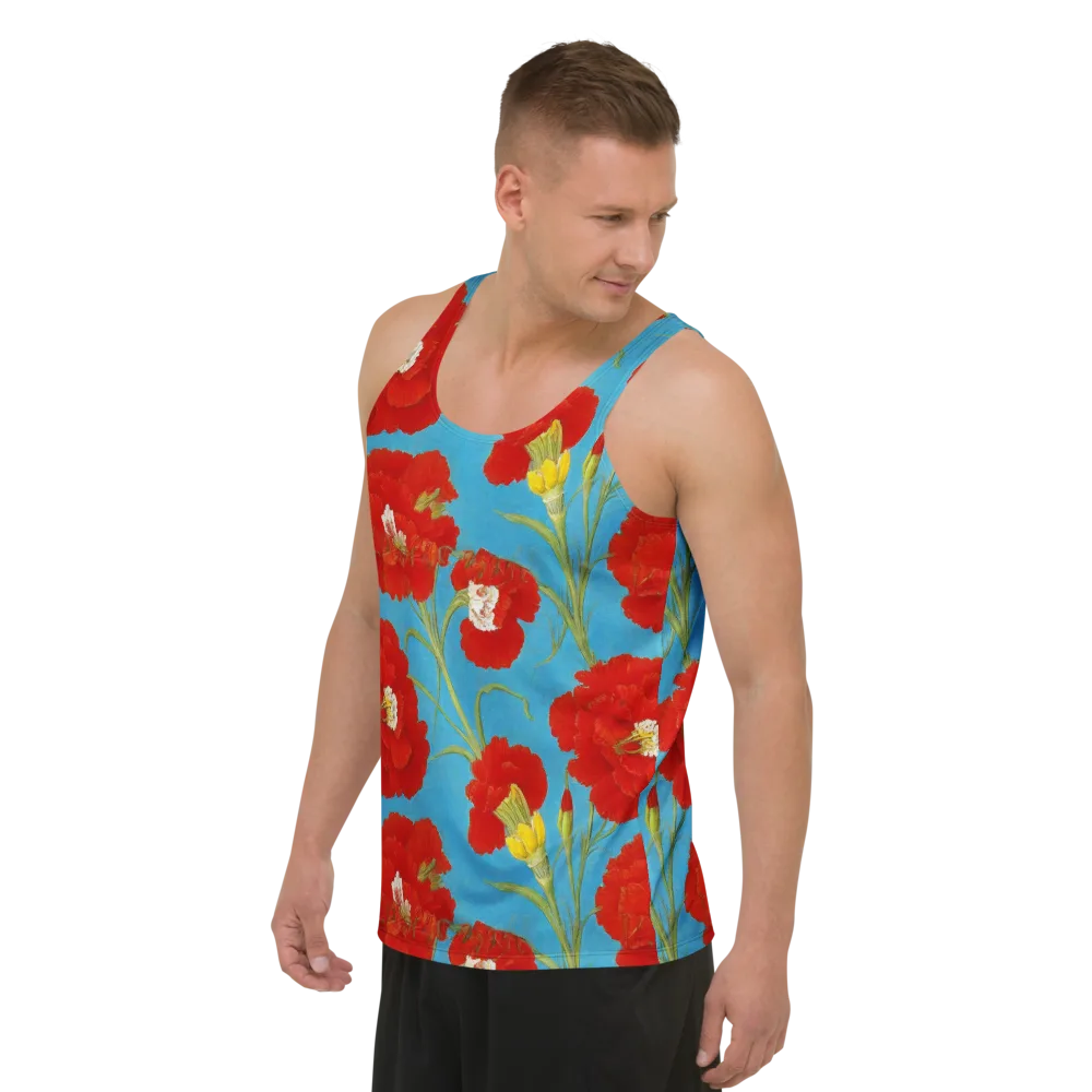 Scarlet Carnation on Men's Tank Top — Left Front