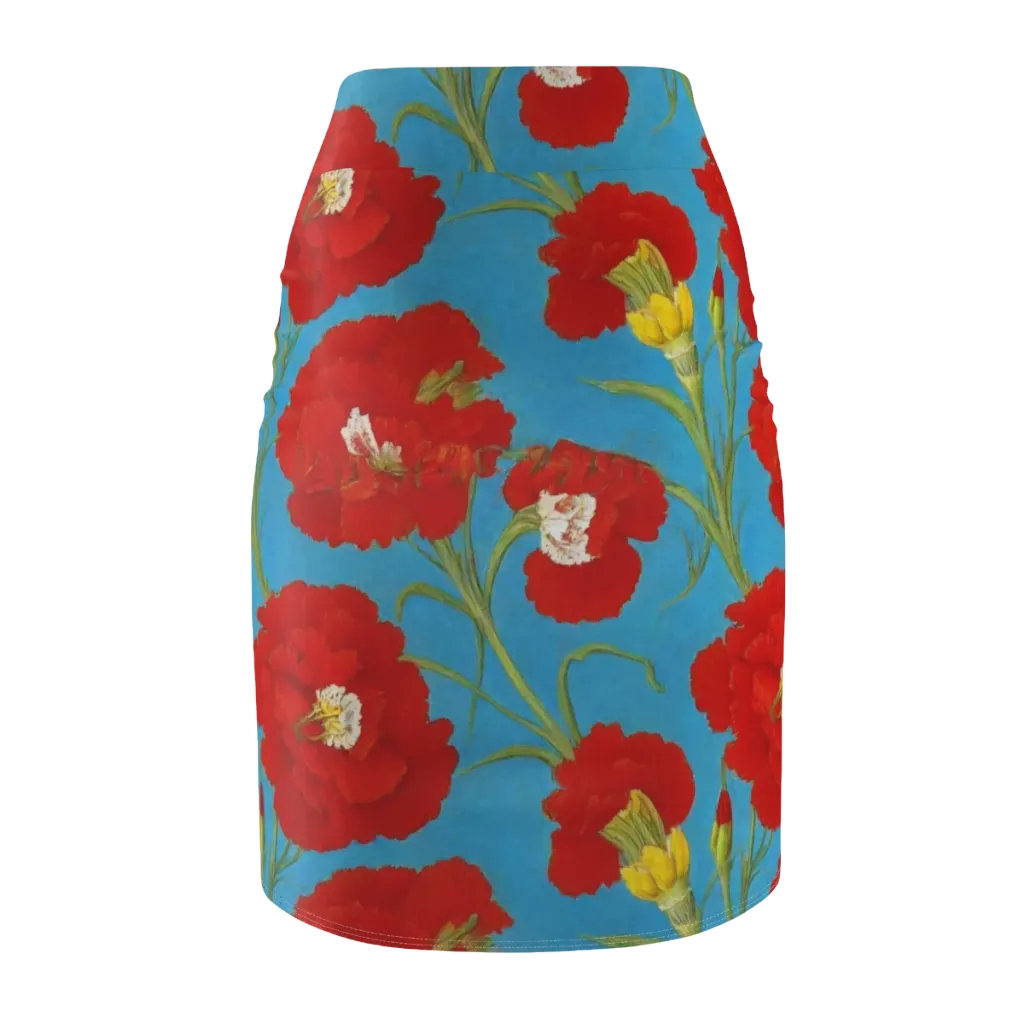 Scarlet Carnation on Pencil Skirt — Back