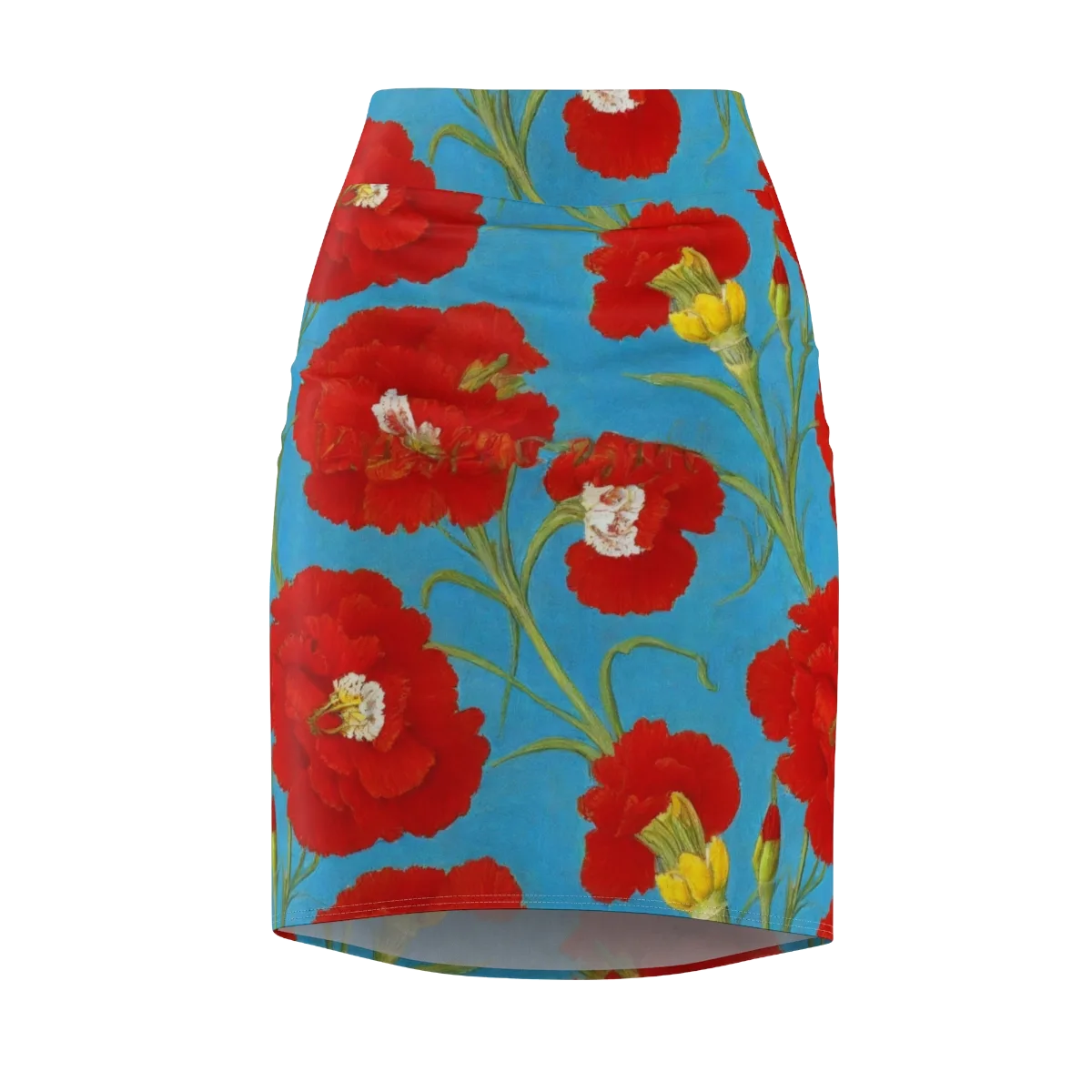 Scarlet Carnation on Pencil Skirt — Front