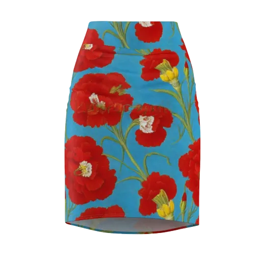 Scarlet Carnation on a Pencil Skirt