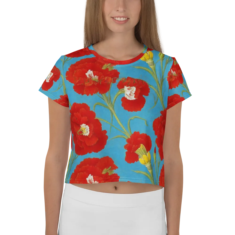 Scarlet Carnation on Crop Tee — Front