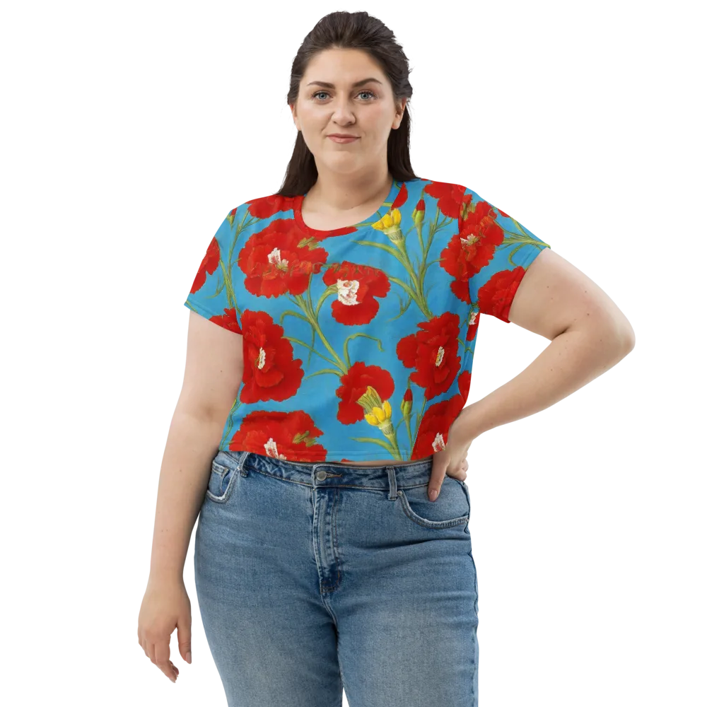 Scarlet Carnation on Crop Tee — Front