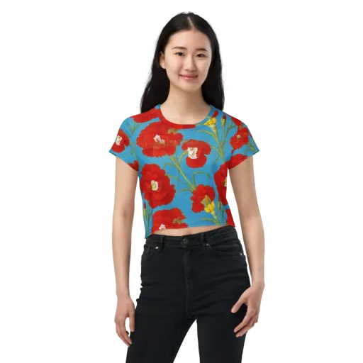 Scarlet Carnation on a Crop Tee