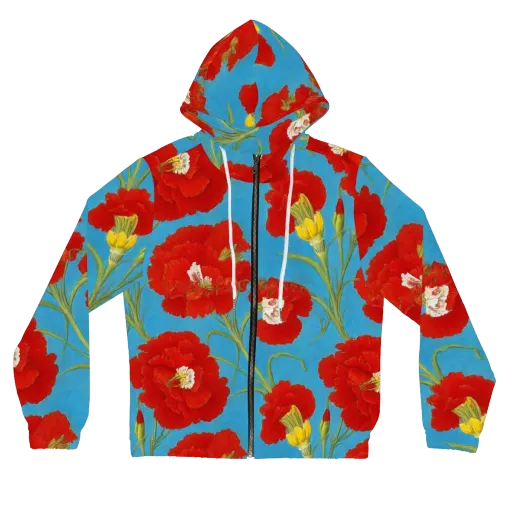 Scarlet Carnation on a Women's Full-Zip Hoodie