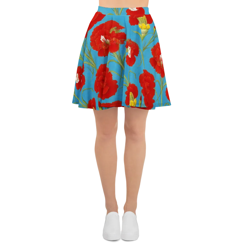 Scarlet Carnation on Skater Skirt — Front
