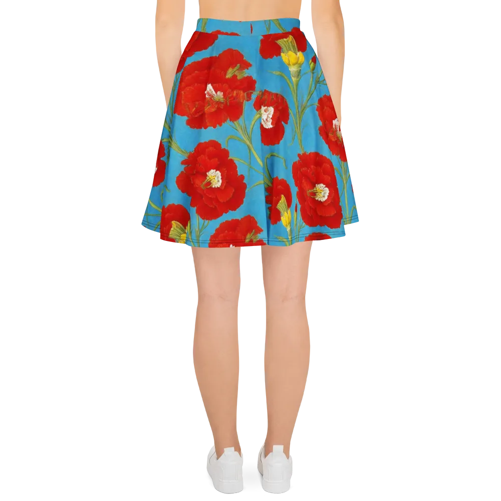 Scarlet Carnation on Skater Skirt — Back