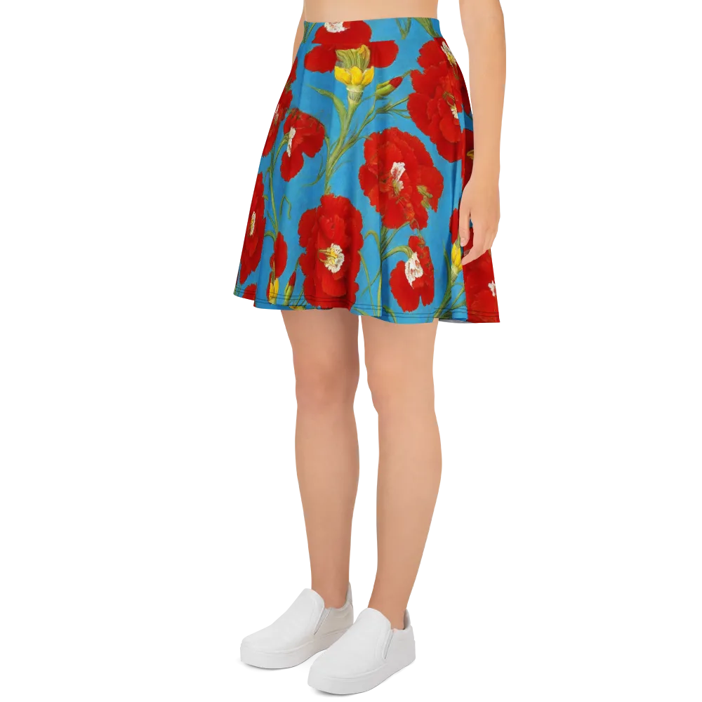 Scarlet Carnation on Skater Skirt — Left