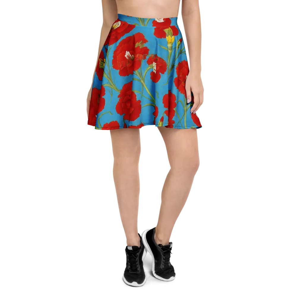 Scarlet Carnation on Skater Skirt — Front