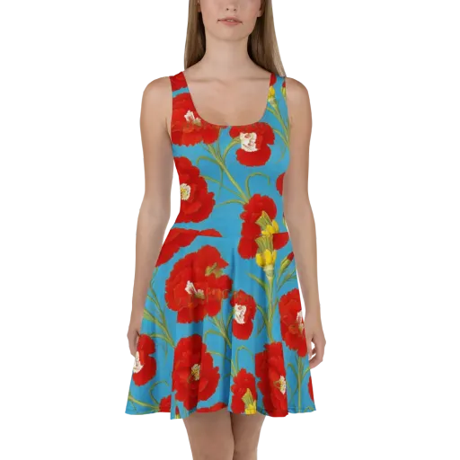 Scarlet Carnation on a Skater Dress