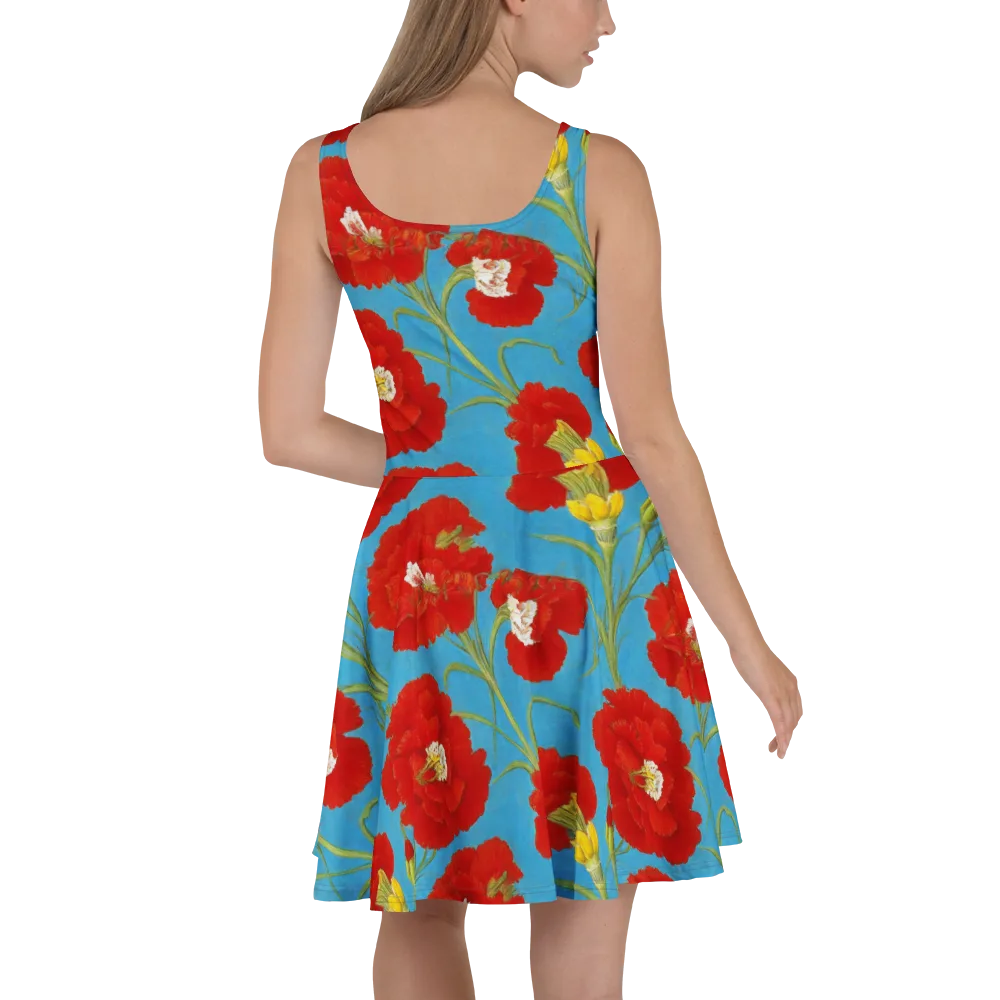 Scarlet Carnation on Skater Dress — Back