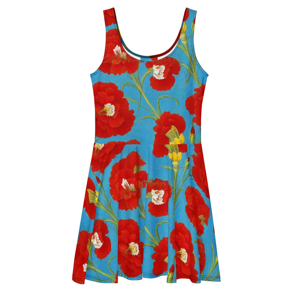 Scarlet Carnation on Skater Dress — Front