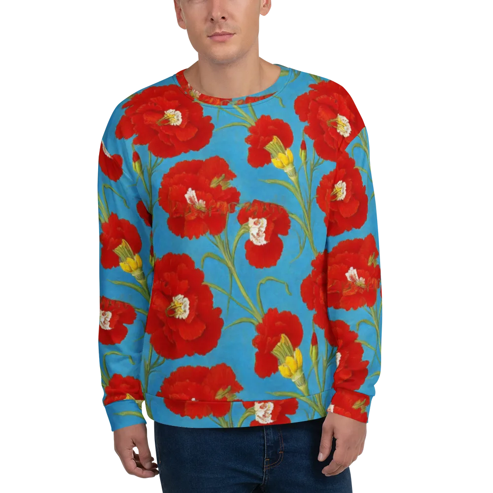 Scarlet Carnation on Sweatshirt — Front