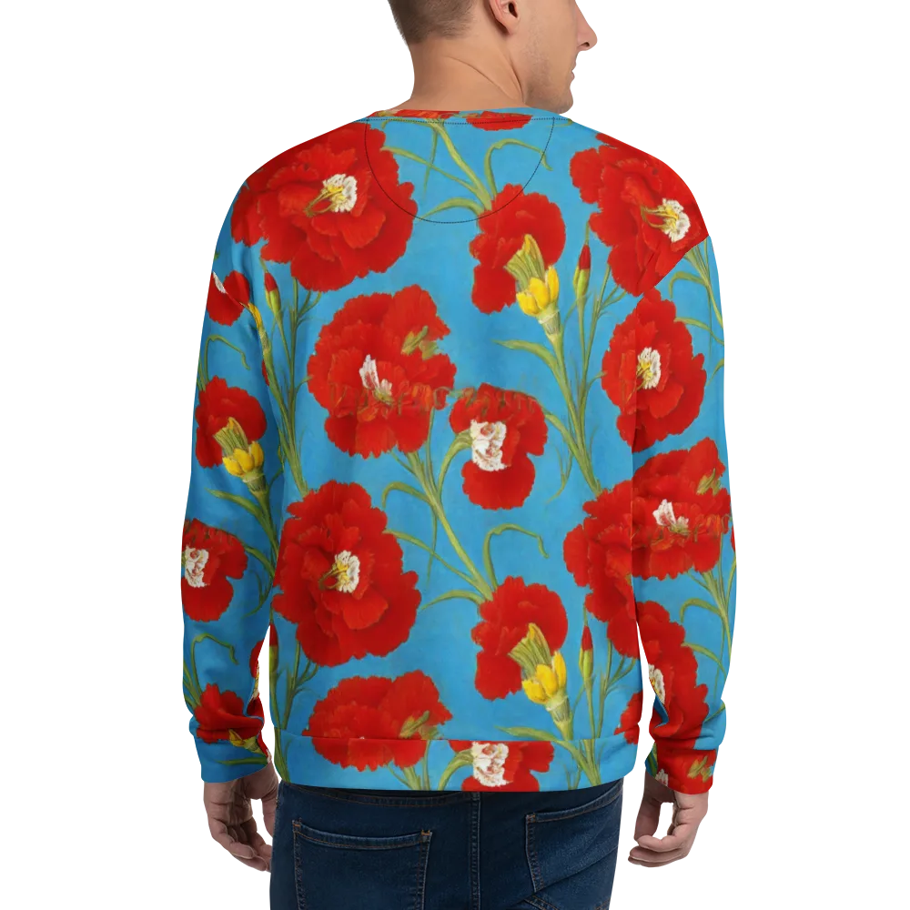 Scarlet Carnation on Sweatshirt — Back