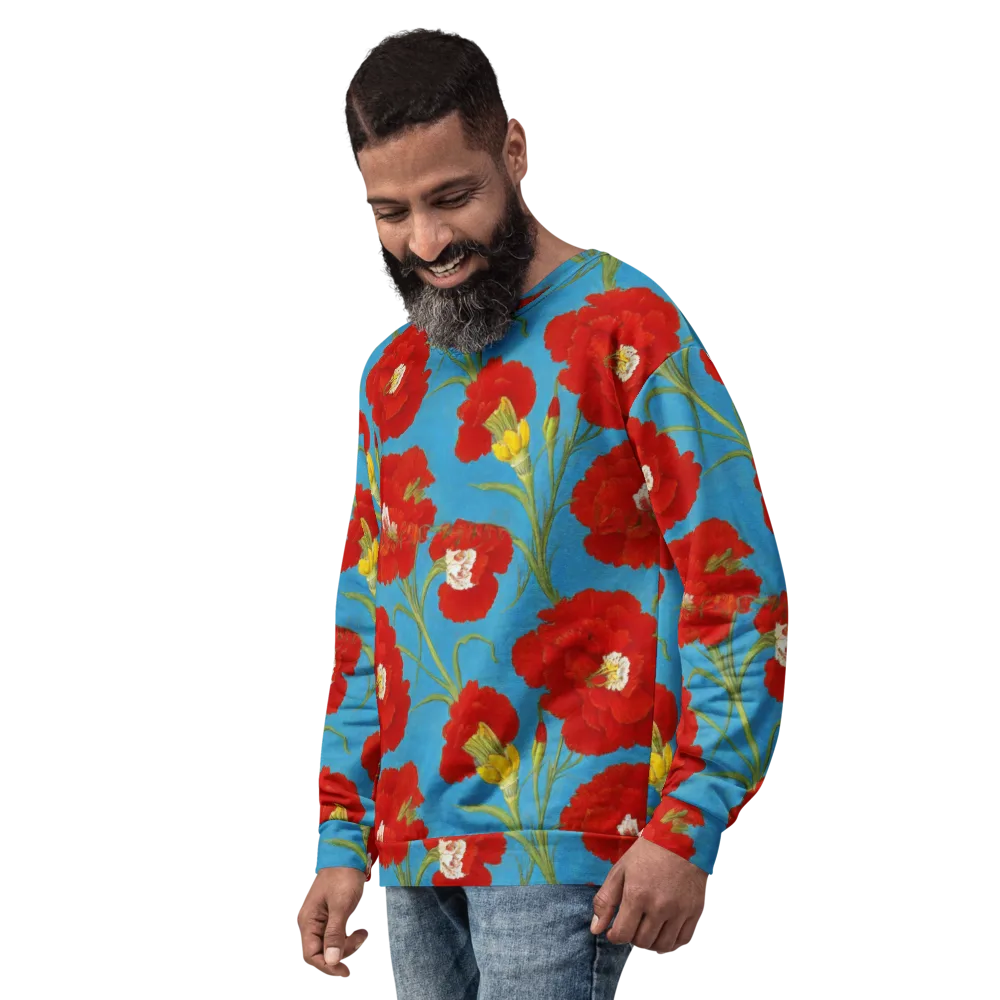 Scarlet Carnation on Sweatshirt — Left Front