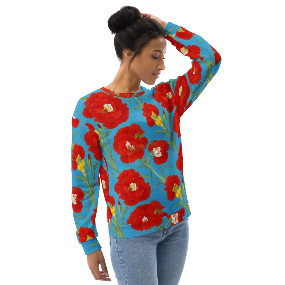 Scarlet Carnation on Sweatshirt — Right Front