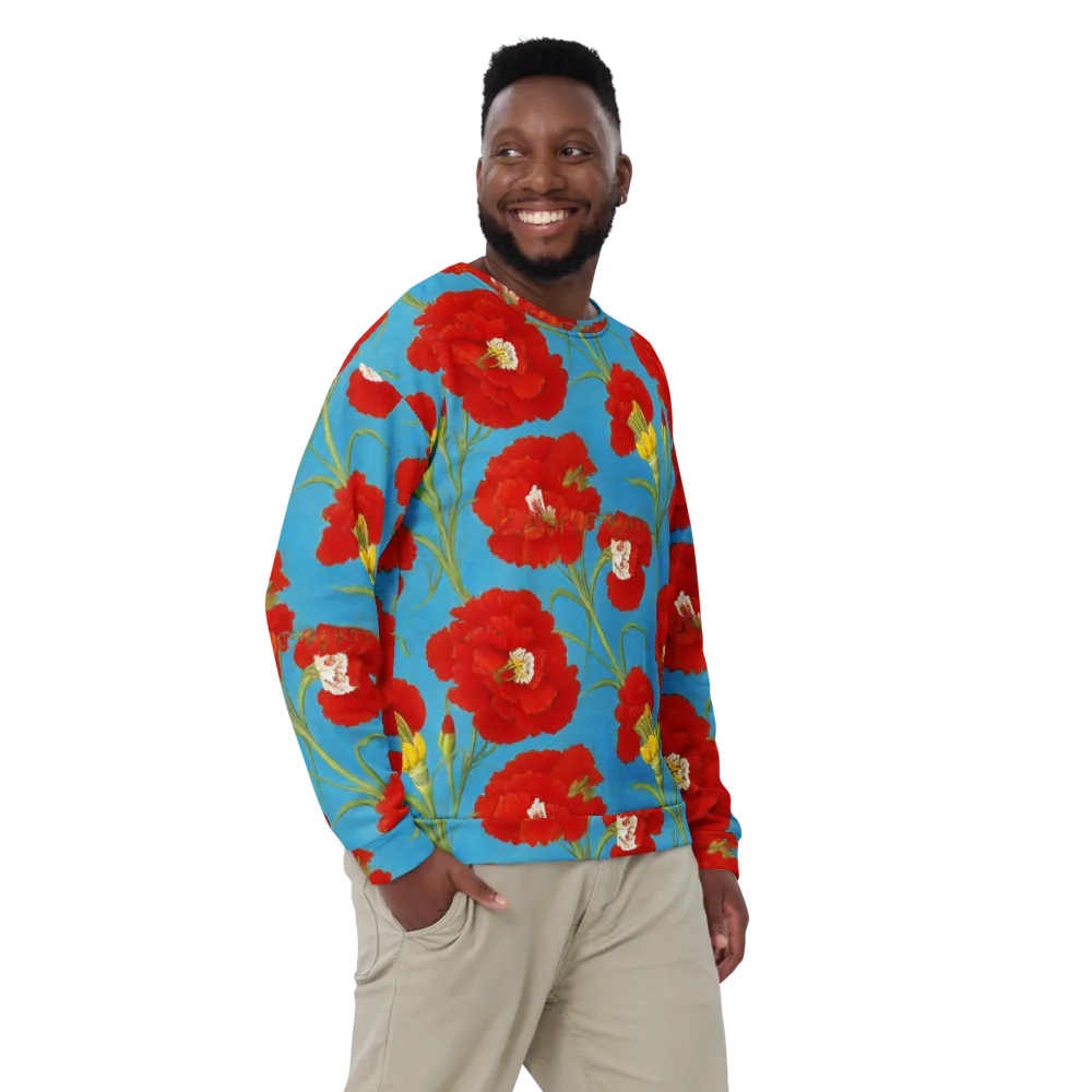 Scarlet Carnation on Sweatshirt — Front