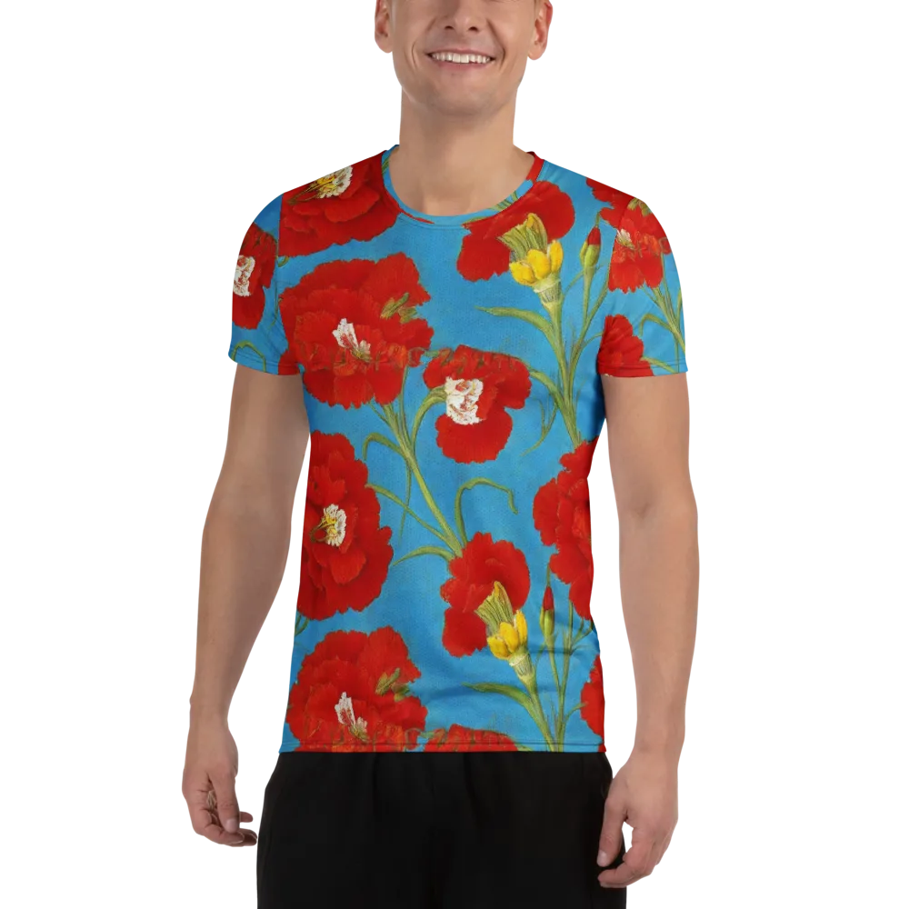 Scarlet Carnation on Men's Athletic T-Shirt — Front