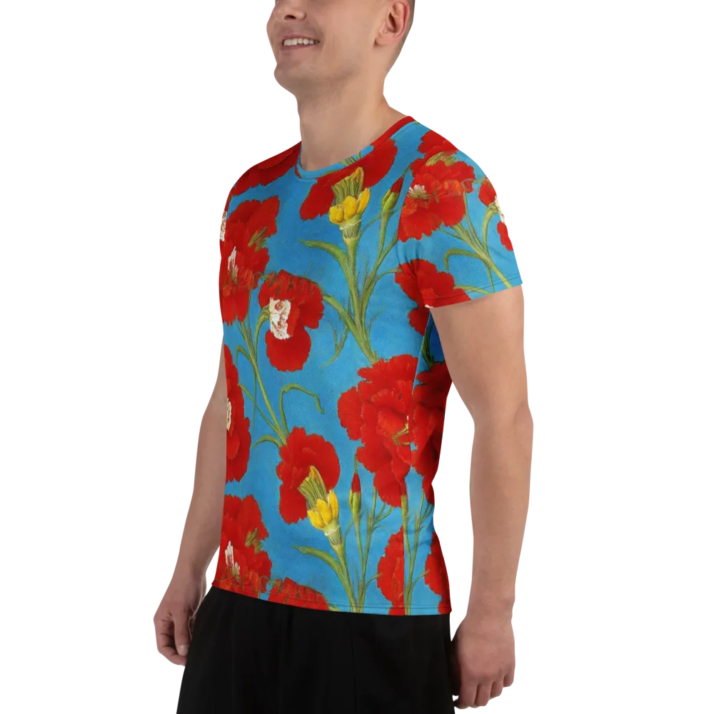 Scarlet Carnation on Men's Athletic T-Shirt — Left