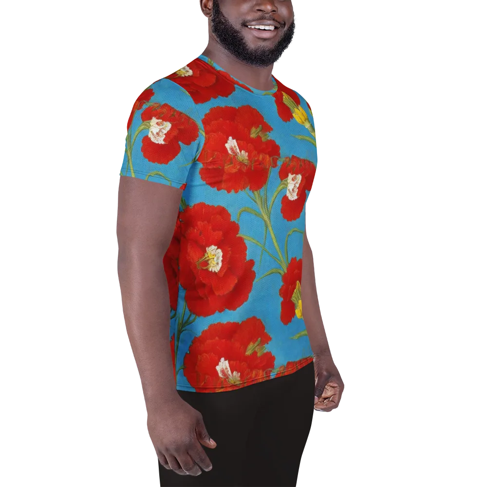 Scarlet Carnation on Men's Athletic T-Shirt — Right
