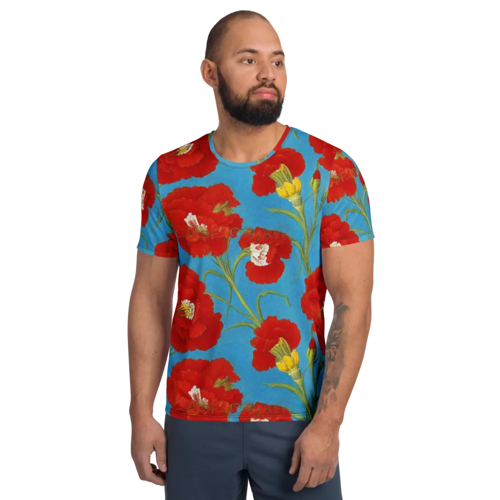 Scarlet Carnation on Men's Athletic T-Shirt — Front