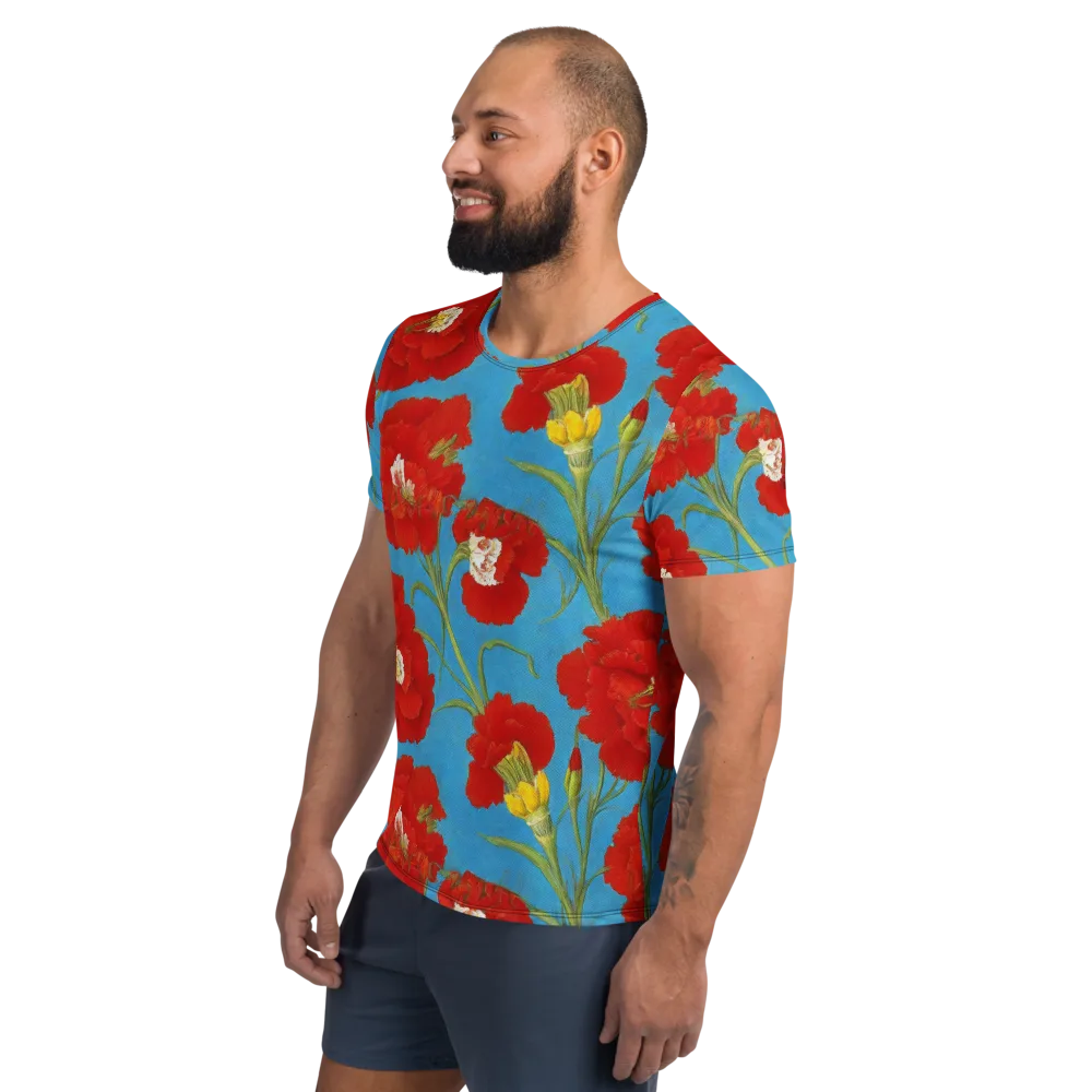 Scarlet Carnation on Men's Athletic T-Shirt — Left