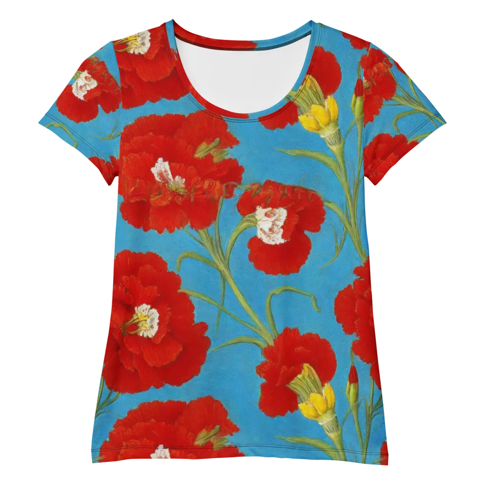 Scarlet Carnation on Women's Athletic T-Shirt — Front