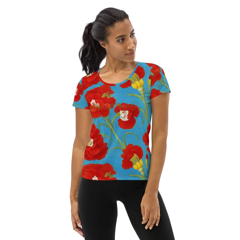 Scarlet Carnation on Women's Athletic T-Shirt — Front
