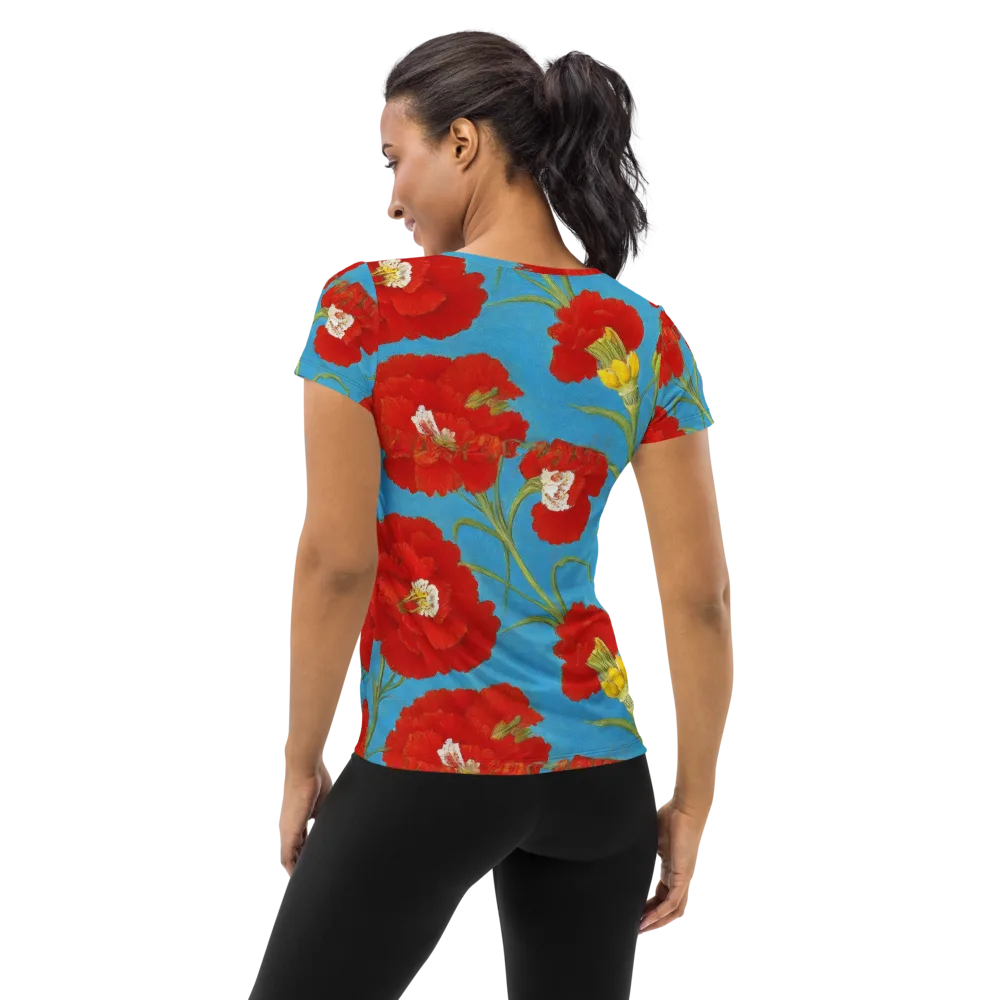 Scarlet Carnation on Women's Athletic T-Shirt — Back