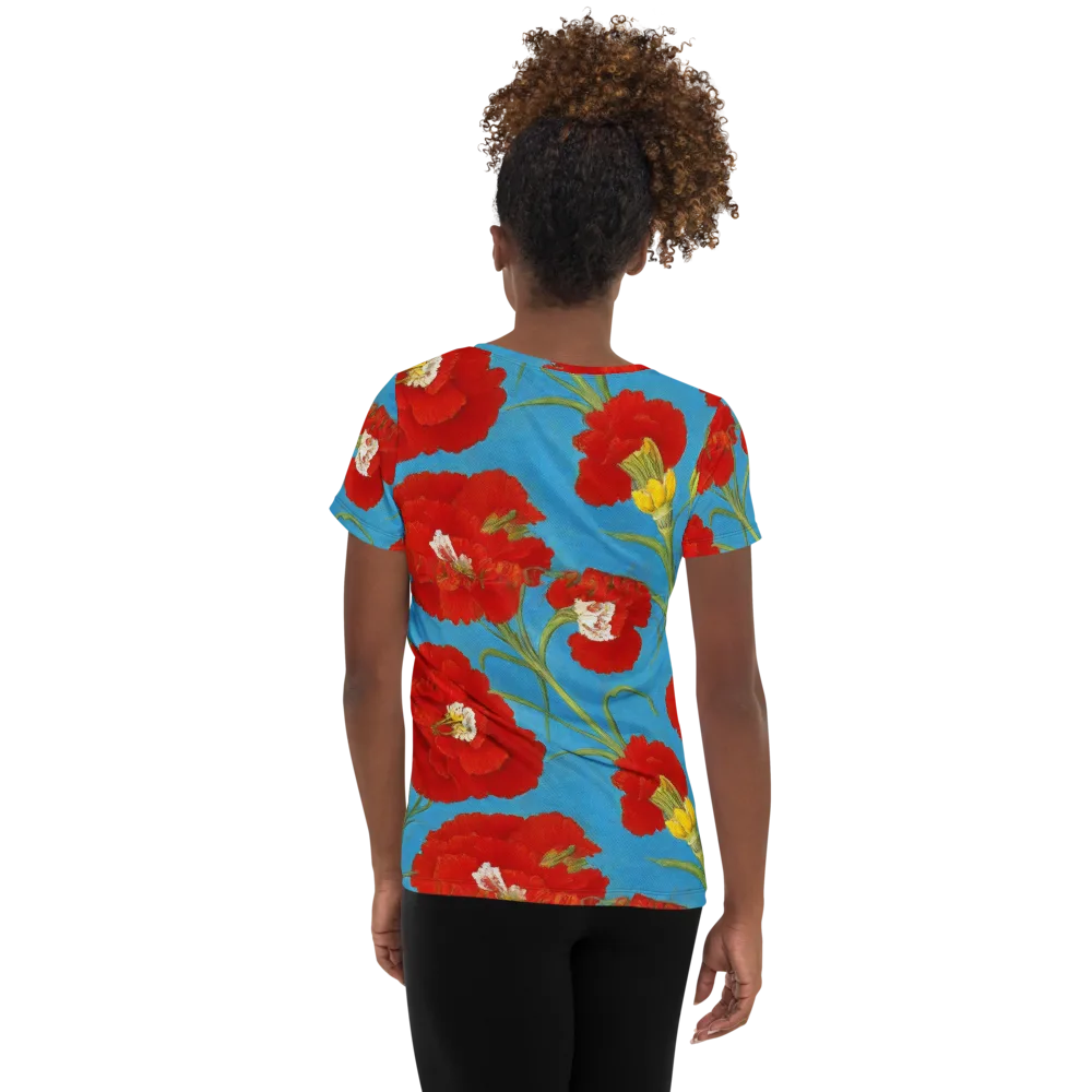 Scarlet Carnation on Women's Athletic T-Shirt — Back