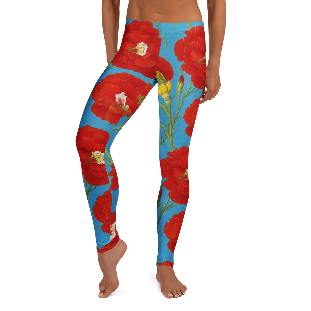 Scarlet Carnation on Leggings — Front