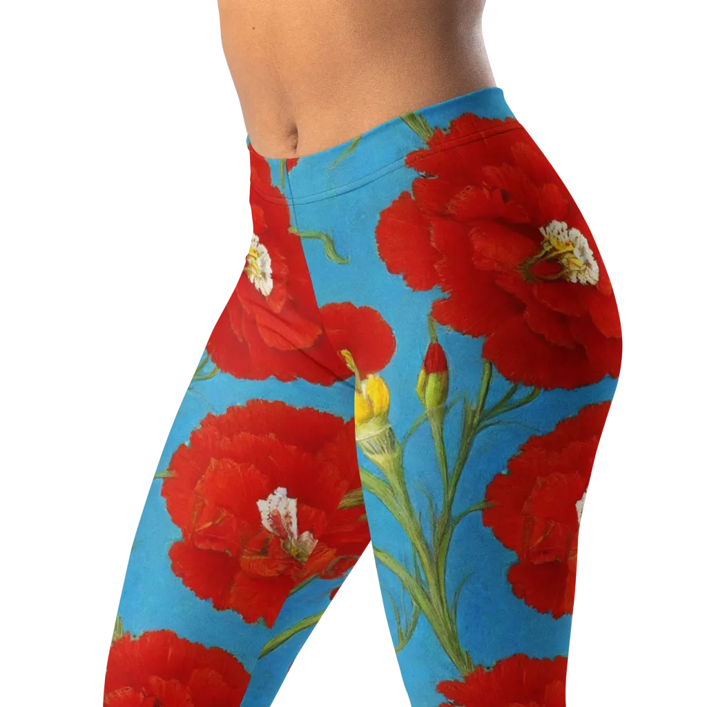Scarlet Carnation on Leggings — Left Front