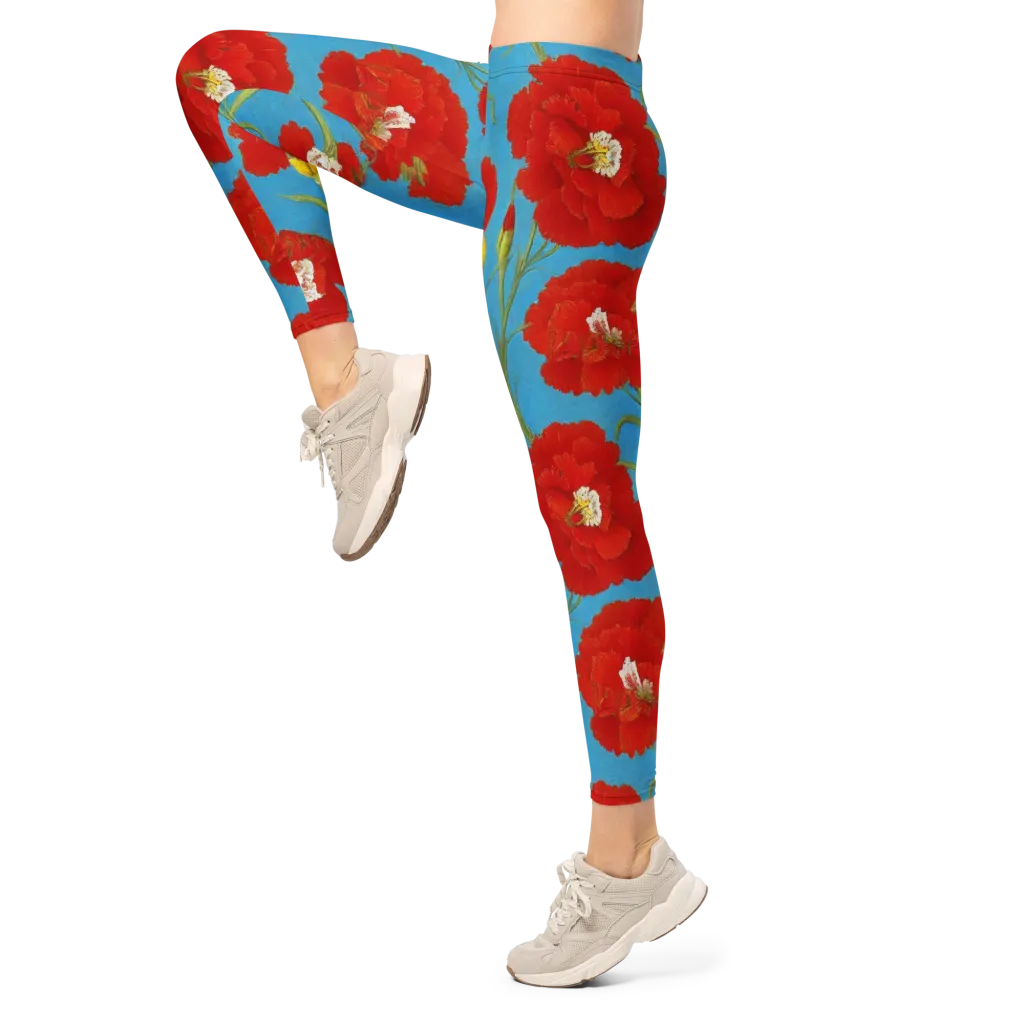 Scarlet Carnation on Leggings — Left