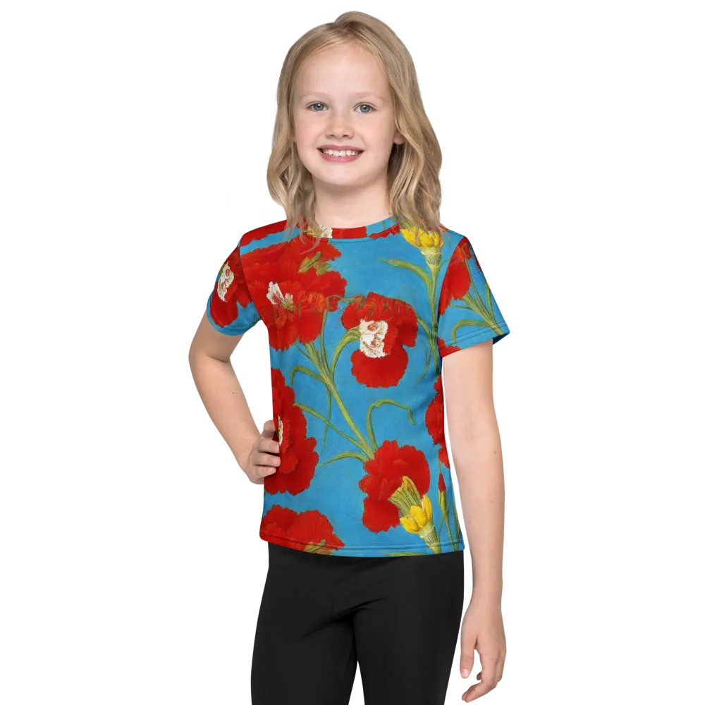 Scarlet Carnation on Kids Crew Neck T-Shirt — Front