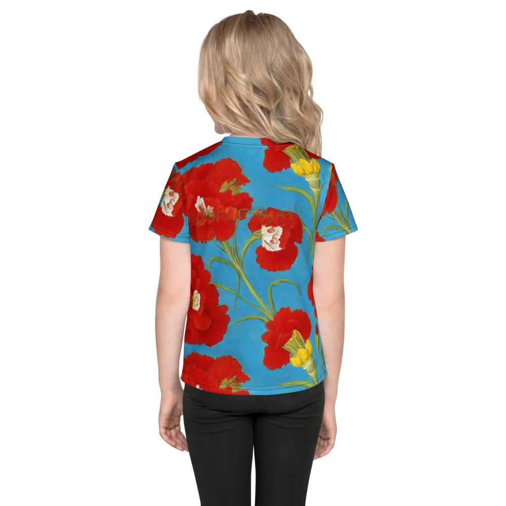 Scarlet Carnation on Kids Crew Neck T-Shirt — Back
