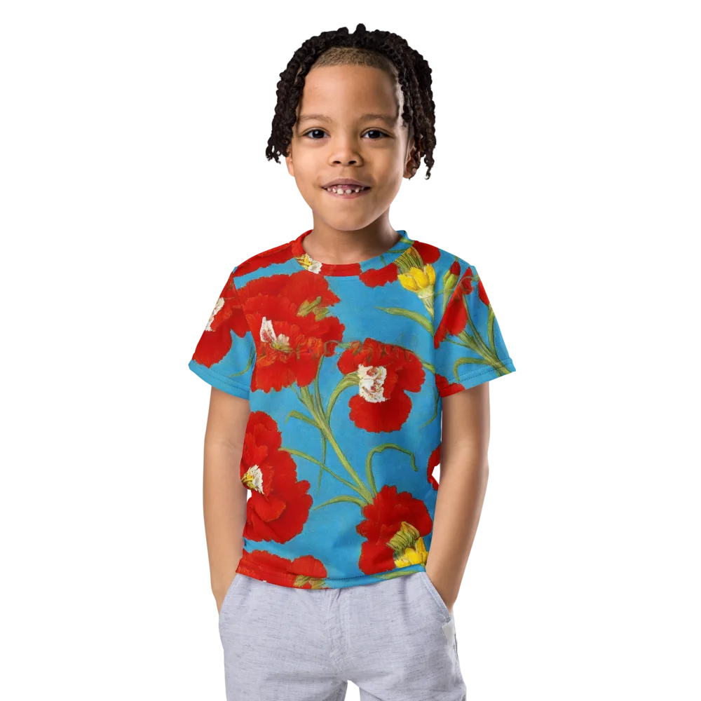 Scarlet Carnation on Kids Crew Neck T-Shirt — Front
