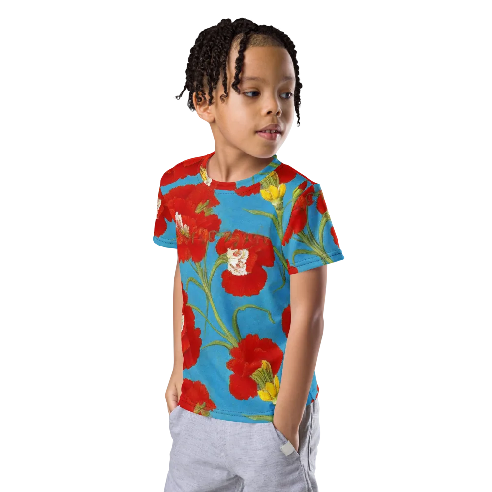 Scarlet Carnation on Kids Crew Neck T-Shirt — Left Front