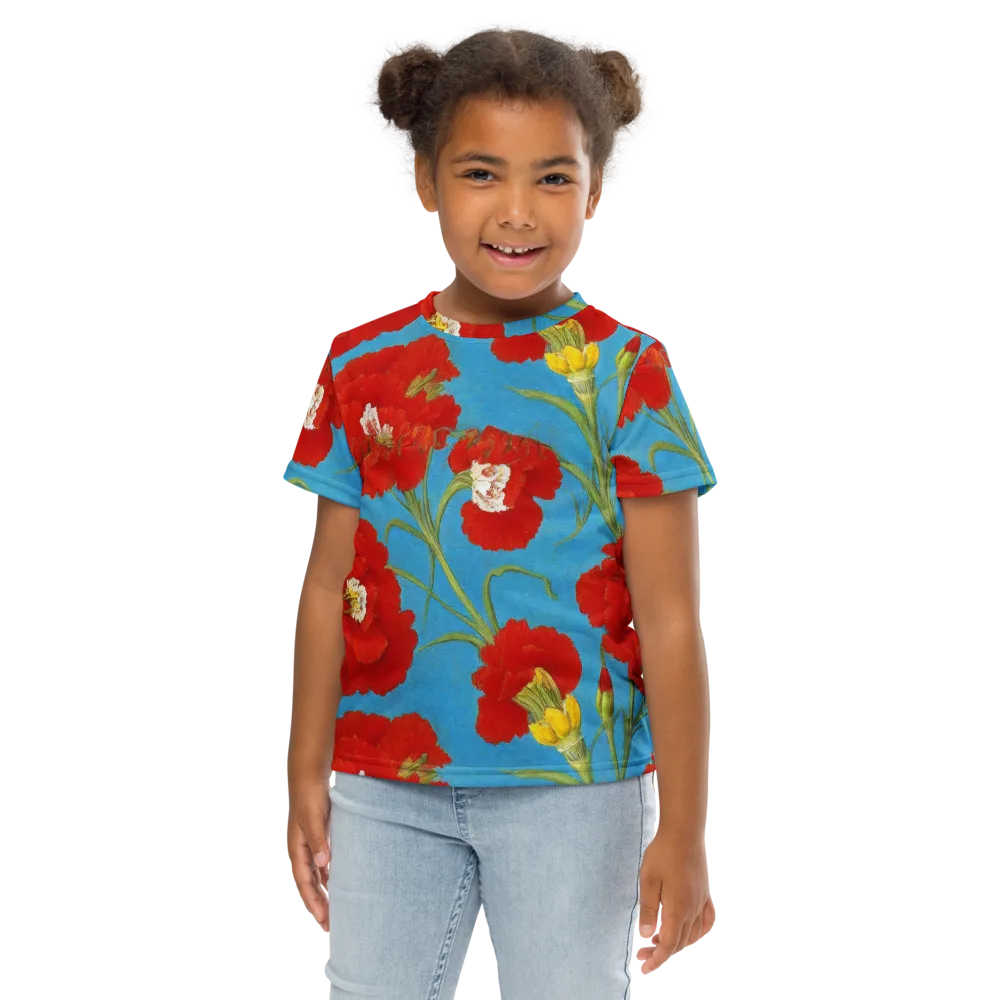 Scarlet Carnation on Kids Crew Neck T-Shirt — Front