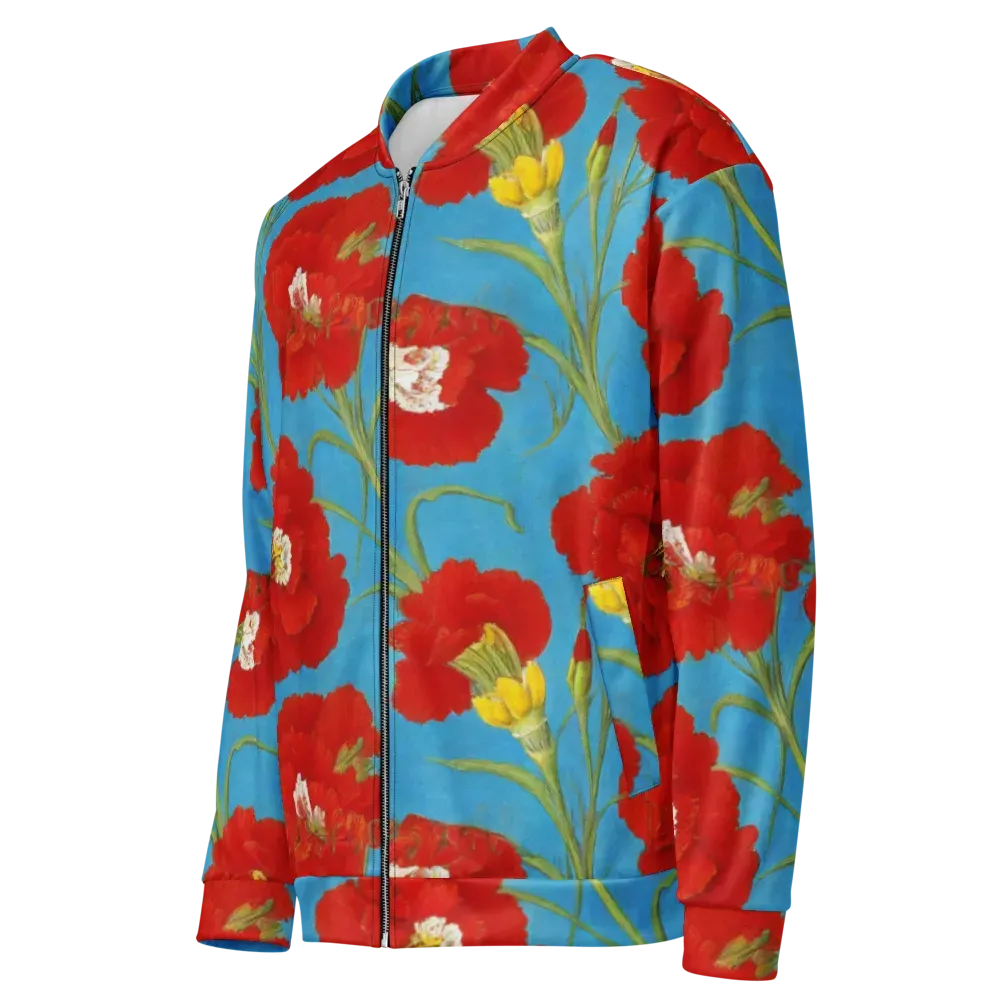 Scarlet Carnation on Bomber Jacket — Left Front