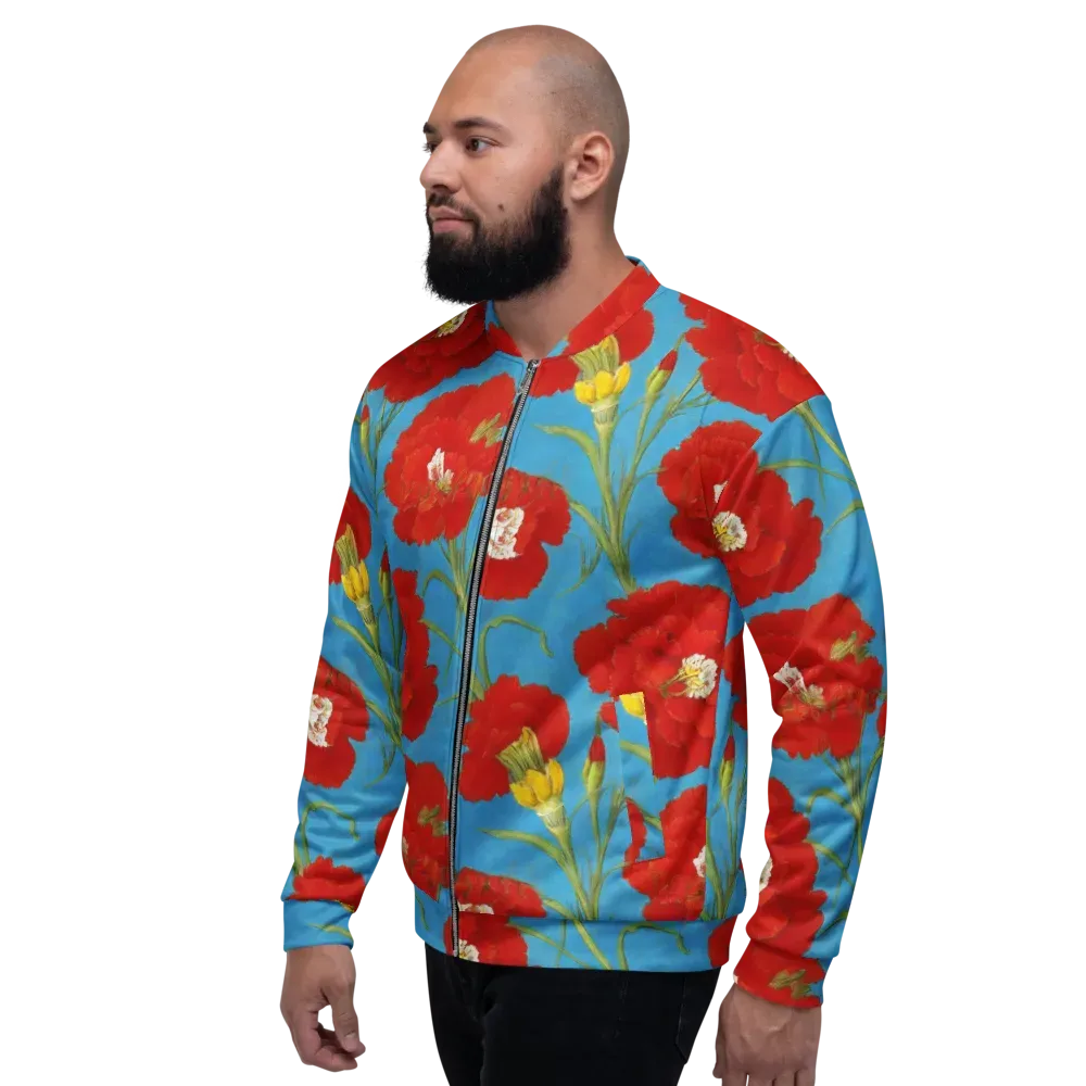 Scarlet Carnation on Bomber Jacket — Left