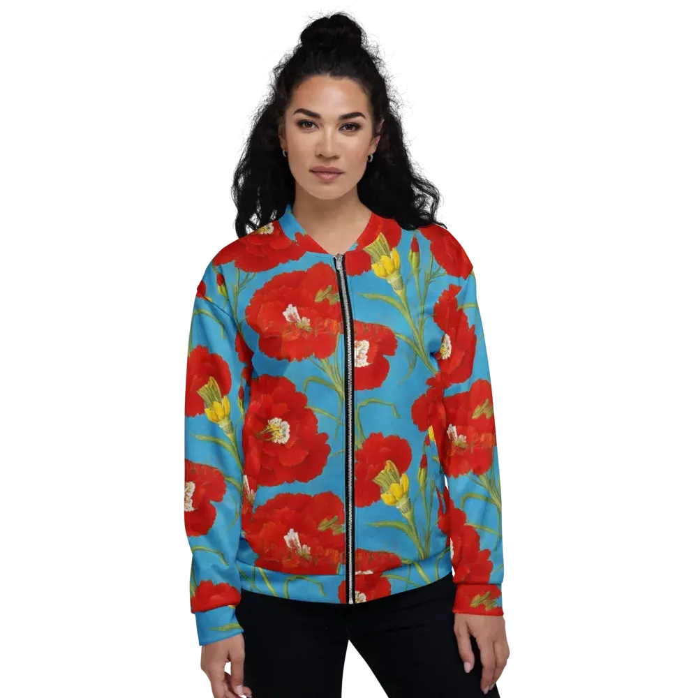 Scarlet Carnation on Bomber Jacket — Front
