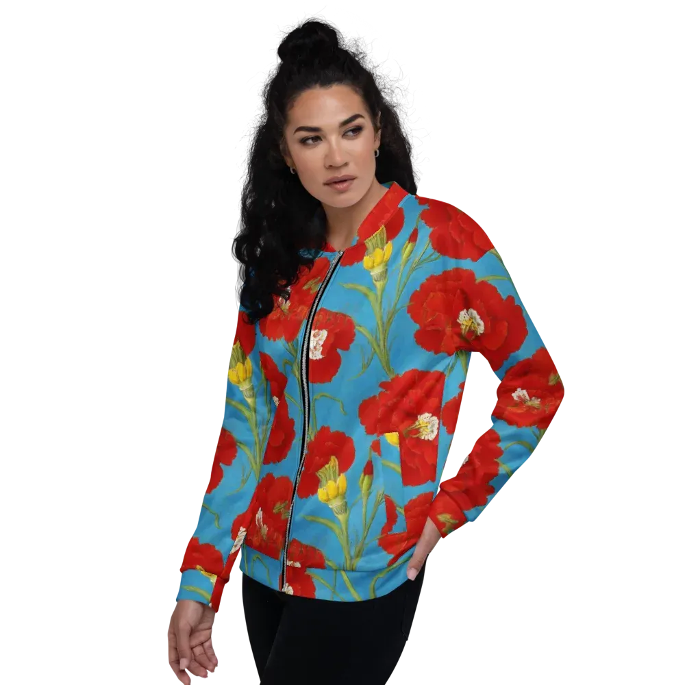 Scarlet Carnation on Bomber Jacket — Left